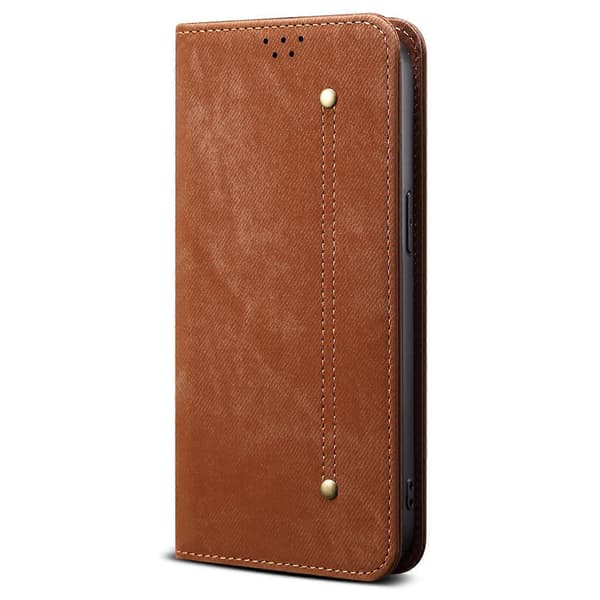 För iPhone 17 Air Fodral Jeans Tyg Textur Anti-Rep Läder Stativ Telefonfodral