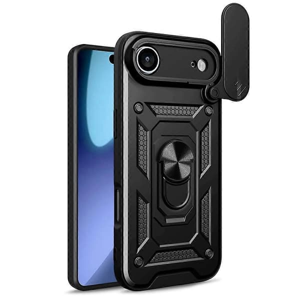 Compatible For iPhone 17 Air Case with Sliding Camera Cover PC + TPU Kickstand Phone Protector