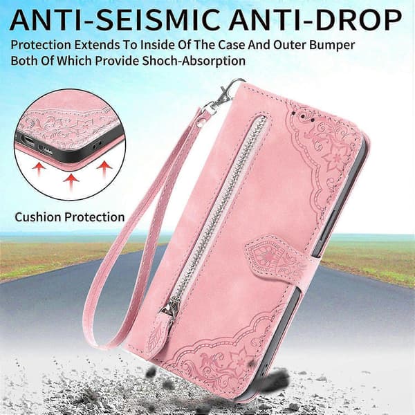Kompatibel med iPhone 16 Zip Pouch Magnetisk korthållare med handledsrem Plånbokspåse för iPhone 16