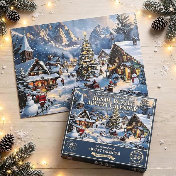 24-dagers nedtelling til jul julekalender 1008 brikkers puslespill for ferien