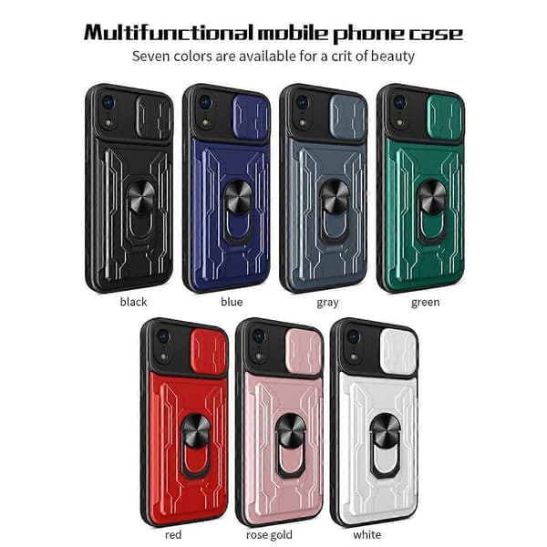 iPhone XR:n liukuva Camshield-korttipuhelinkotelo