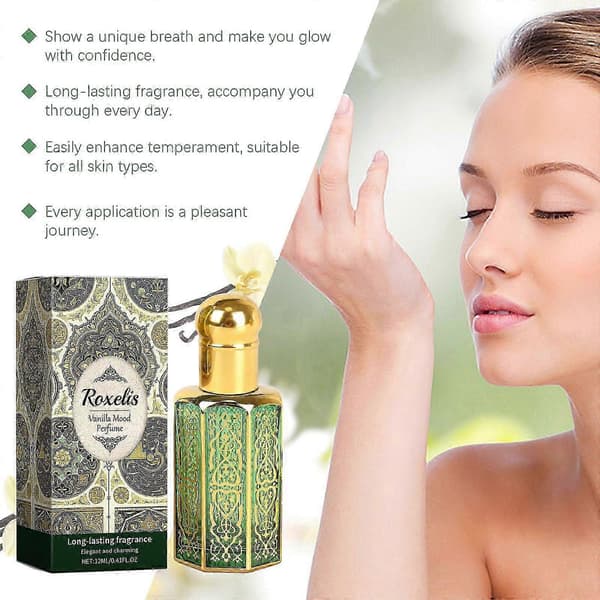 Vanilje Arabisk Roll-On Parfume, Elegant Langvarig Duft med Jasmin, Sandeltræ & Blomsternoter, 12ml