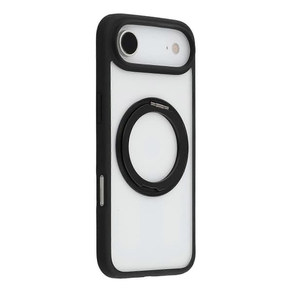 Til iPhone 17 Air Cover Ringholder Støtteben PC+TPU Telefoncover - Sort
