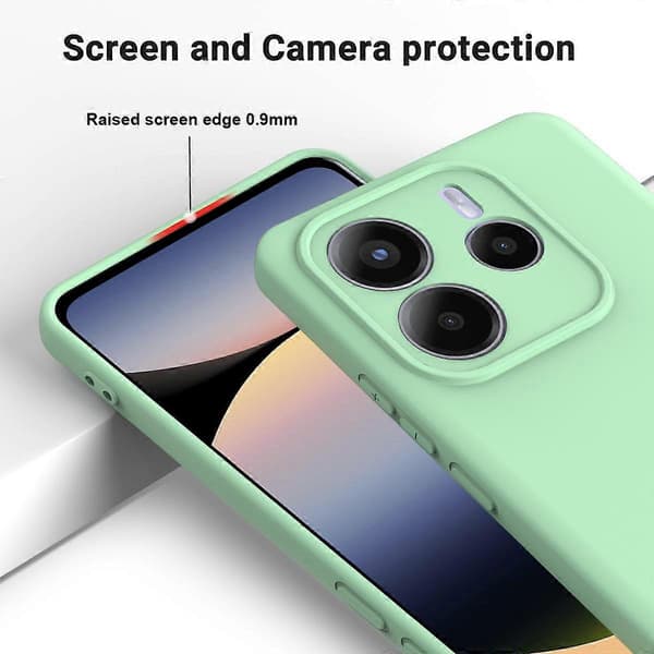 Solid Färgad Flytande Silikon Fallsäker Full Täckning Telefonfodral (Grön, För Redmi Note 14 5G Global)
