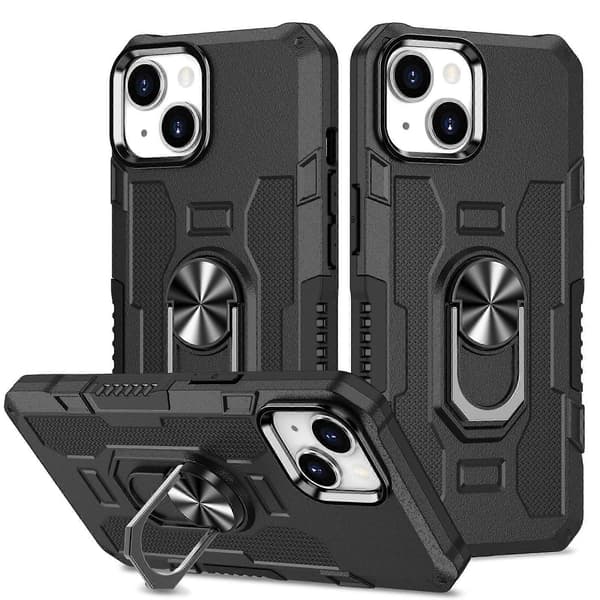 För iPhone 14 Ringhållare Pansar Hybrid Telefonfodral