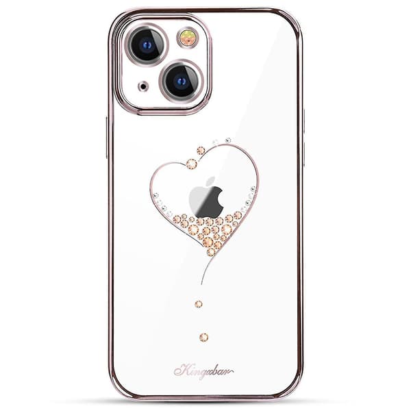 Plating Crystal Love Heart Case for iPhone 13 Pro Max / 13 Pro / 13, Shockproof Full Body Protection with Wrist Strap