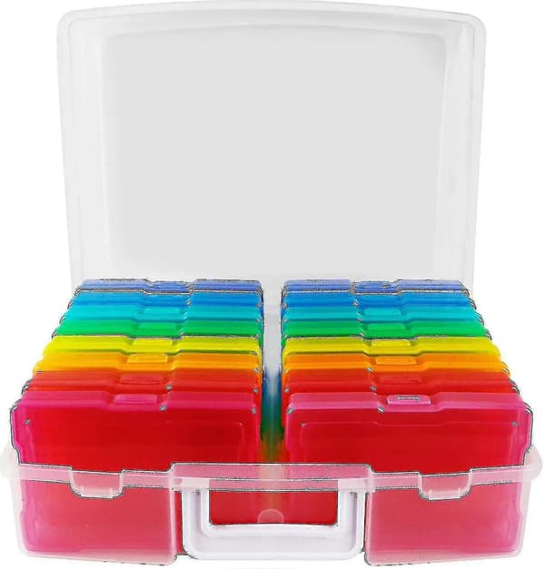 Clear Photo Storage Boxes 4x6 - 16 Organizer Cases for Picture Containers