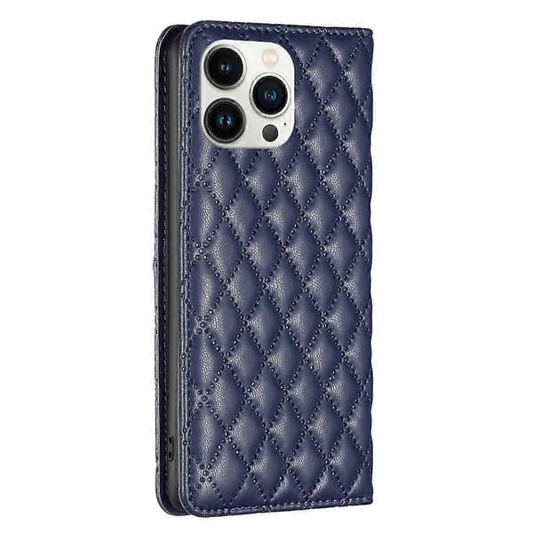 Til iPhone 13 Pro Max Diamond Lattice Magnetisk Læder Flip Telefoncover
