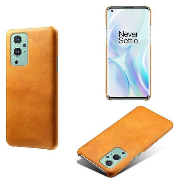 KSQ PU Läderbelagt PC-telefonfodral för OnePlus 9 Pro (Orange)