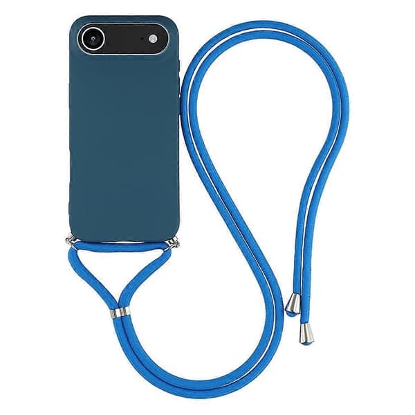 Kompatibel med iPhone 17 Air Fodral Mjukt TPU Fiberfoder Telefonskydd med Axelrem
