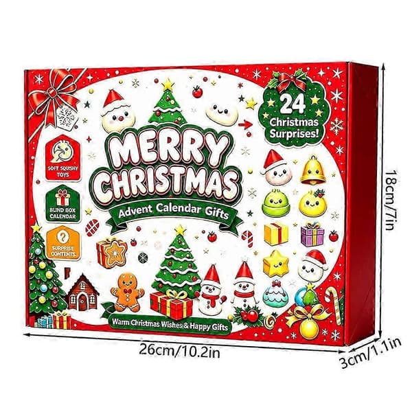 Julekalender 24 dagers nedtellingsboks med squishy fidget-leker overraskelsesboks for barn