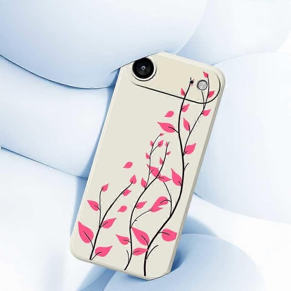 For iPhone 17 Air-deksel med røde blader-mønster, rett kant, TPU-telefonbakdeksel - Beige