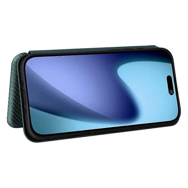 Compatible with iPhone 17 Air Case Carbon Fiber Texture Drop-proof PU Leather Phone Cover