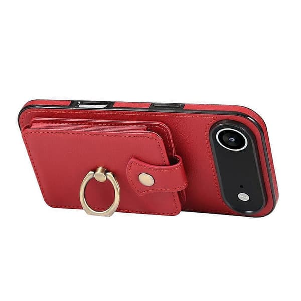 Kompatibel til iPhone 17 Air Case Kortholder Ringstativ TPU + PU Læder Telefoncover Med Lang Rem