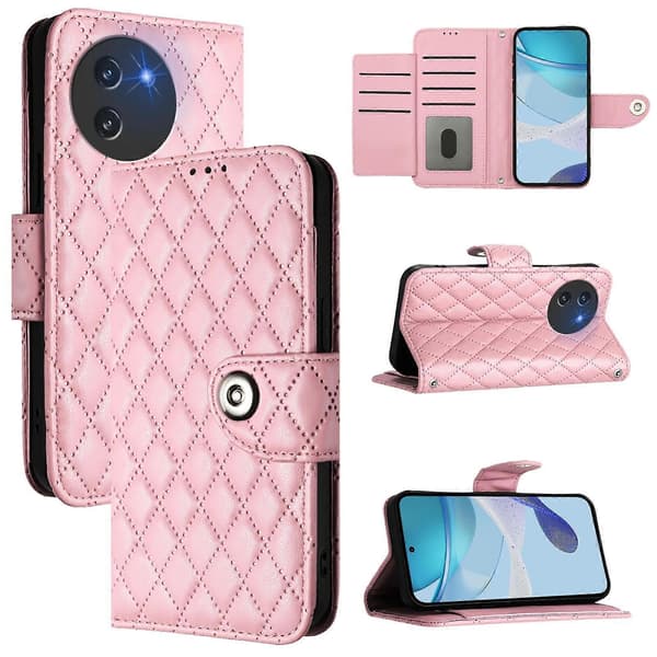 Rhombisk Textur Flip Läder Telefonfodral med Snodd (För Doogee Note 59 5G / Note 59 Pro)