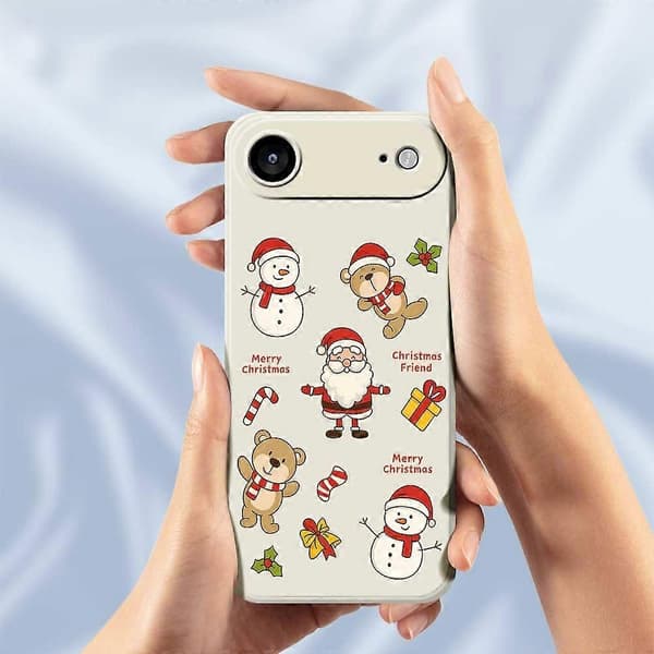 Til iPhone 17 Air-deksel med julevenner-mønster, rett kant, TPU-telefonbakdeksel - Beige