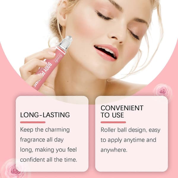 Rose Body Roll Parfym, Långvarig Naturlig Ros- & Grapefruktdoft, Roll-On Deodorantdoft, Hudvänlig Doft