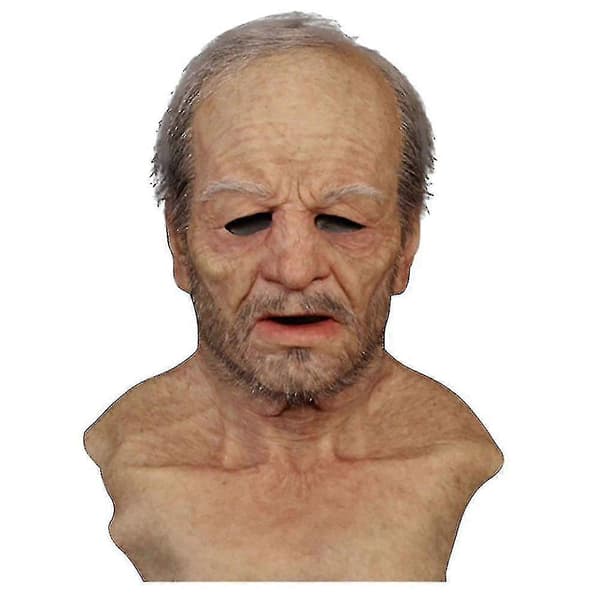 Halloween Voksen Eldre Mann Latex Full Maske Ansiktsdeksel Cosplay Hodeplagg