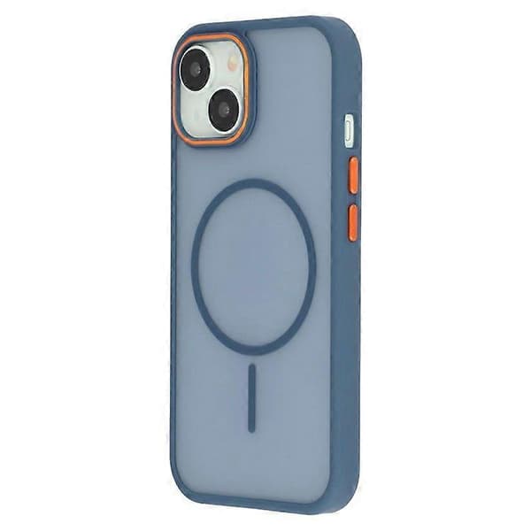 For iPhone 15 Plus Magnetisk Deksel Hudberøring TPU + PC Telefon Bakdeksel (Blå)