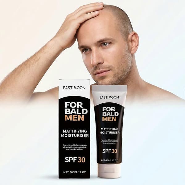 Hode Solkrem Fuktighetskrem SPF 30 | Mattende Ansikts- og Hodebunnslotion for Menn, UVA/UVB-beskyttelse