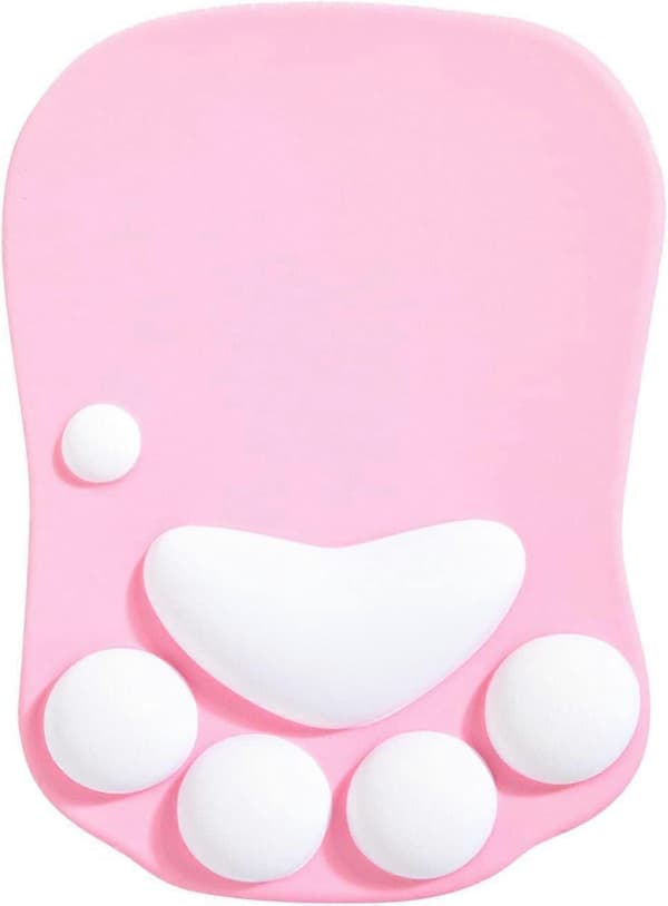 musematte med håndleddsstøtte, ergonomisk musematte, silikonmusematte, sklisikker base, hjem, kontor, spill, rosa