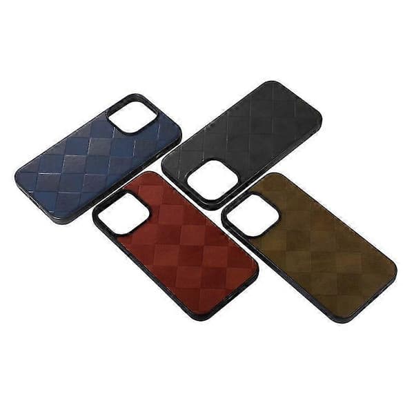 Iphone 13 Pro Max -puhelinkotelo, kudottu ruudullinen PU (vihreä)