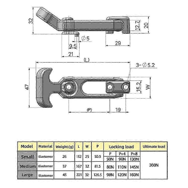 4 Pcs. Durable Rubber Flexible Replacement Latch with T-Handle for Glove Compartment (6.57 inch/167 mm), Lockable