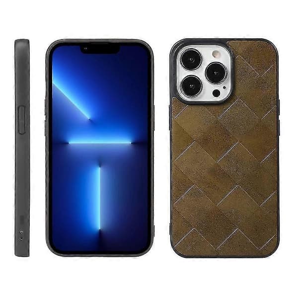 Iphone 13 Pro Max -puhelinkotelo, kudottu ruudullinen PU (vihreä)