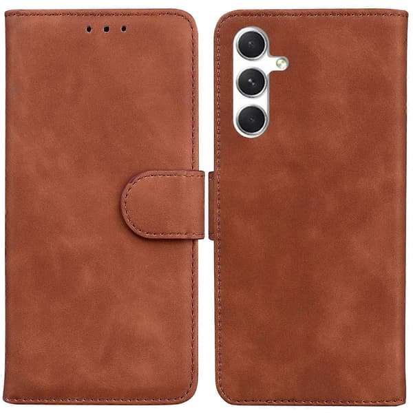 Fodral för Samsung Galaxy S25, enfärgat läderplånboksfodral (Stil B)