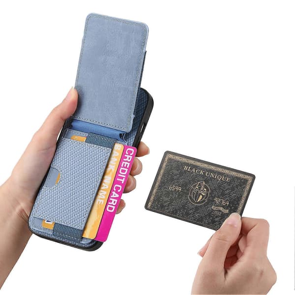 Kompatibel med iPhone 17 Air-deksel med kortholder, stativ og bakside i skinn