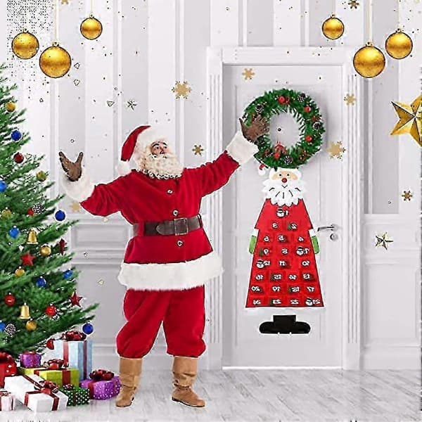 Julekalender for barn, 24-dagers nedtelling til jul, med lommer til julegaver
