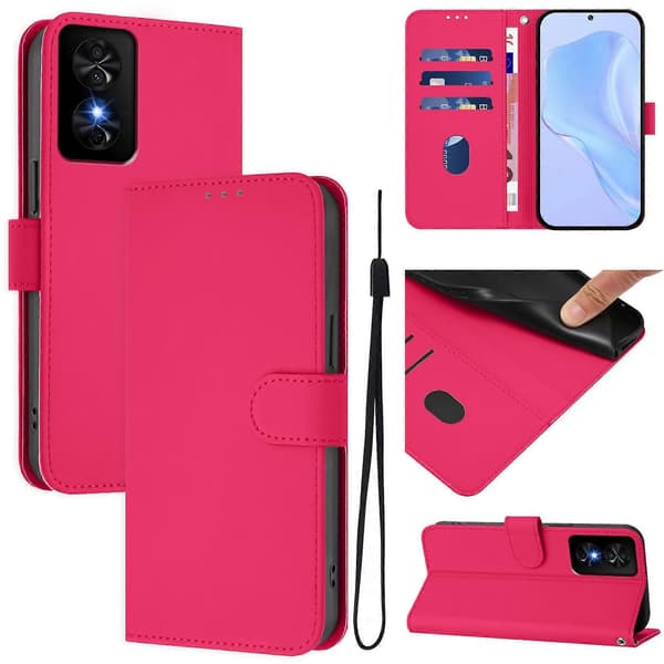 Ensfarget PU-deksel til TCL 50 SE (Rose Red)
