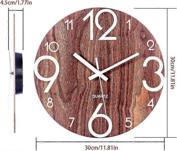 moderne dekorativ lydløs vægur, stor urskive med 30 cm