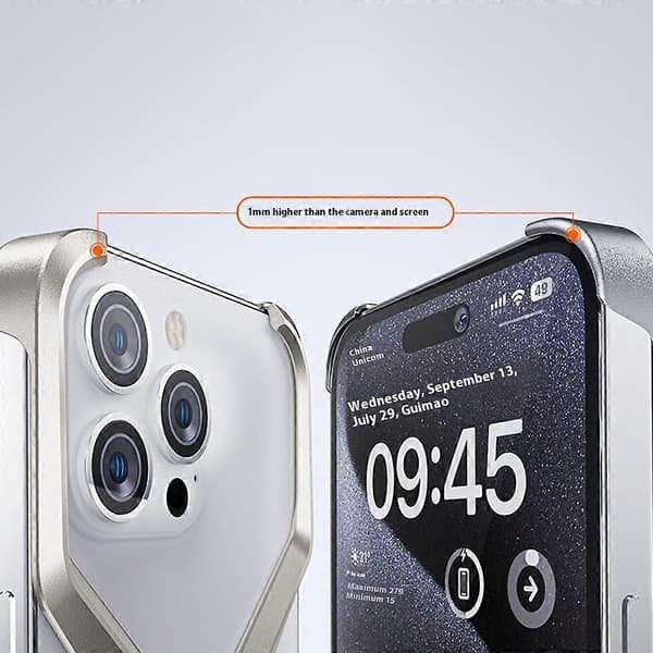 For iPhone 16 Pro Bumperdeksel Uten Ramme Aluminiumlegering X-formet Telefondeksel
