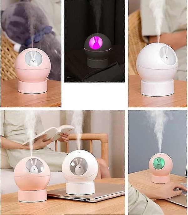 Multi-mode Mini USB-luftfugter til kontor eller skrivebord, tegneseriemønster, dekompressionsgave (pink)