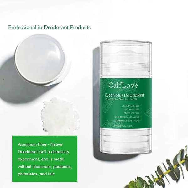 Solid Deodorantstift Aluminiumfri for Menn og Kvinner, 12-timers Luktbeskyttelse, Eukalyptus 2.65oz