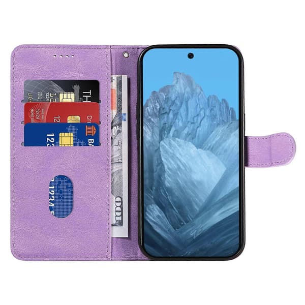 För Google Pixel 10 Pro/ Pixel 10/ Pixel 9 Pro/ Pixel 9 Läderfodral Fyrklöver Plånbok Telefonfodral (Blå)