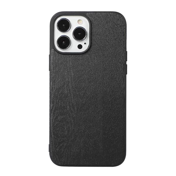 Til iPhone 13 Pro PU-telefoncover med træstruktur