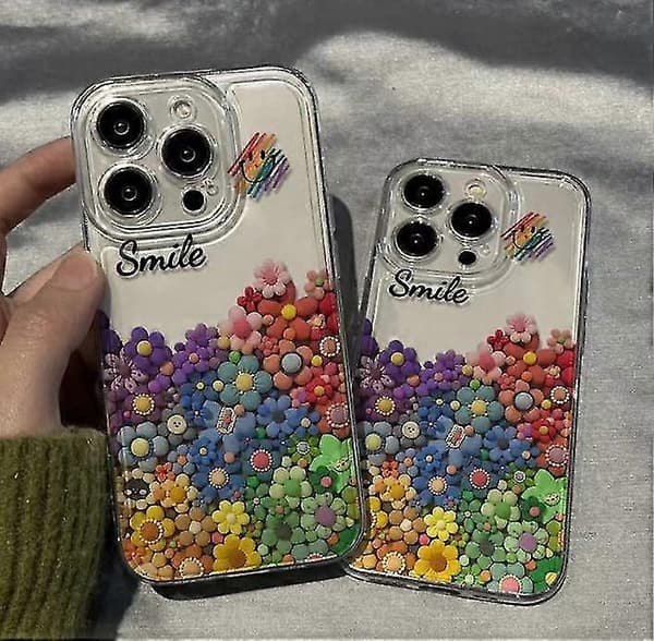Krystalkasse kompatibel, Shine Sunflowers Fleksibelt Cover til iPhone 13 14 15