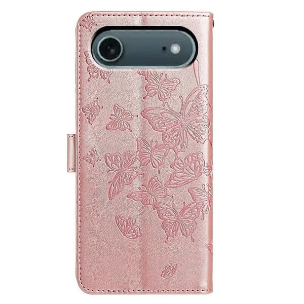 Compatible for iPhone 17 Air Case Butterfly Printed Wallet Stand PU Leather Flip Phone Cover With Strap