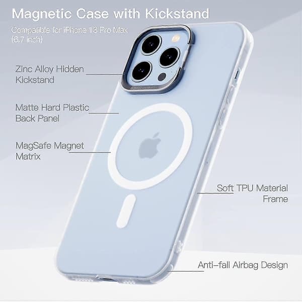 Magnetisk etui med støtte kompatibel med iPhone 13 Pro Max/iPhone 13 Pro/iPhone 13, S