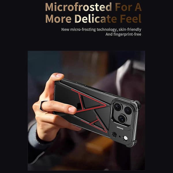 För iPhone 17 Pro Max Bumperfodral Fyra Hörn Airbag Stöd Boardless A-form Metall Telefonfodral