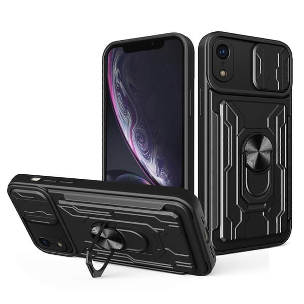For iPhone XR Skyvedeksel Camshield Korttelefondeksel