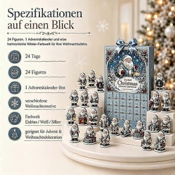 3D Julemand Julekalender, 24-dages nedtællingsæske, vintersne-tema, minifigur-samling, bordpynt til jul JCX04