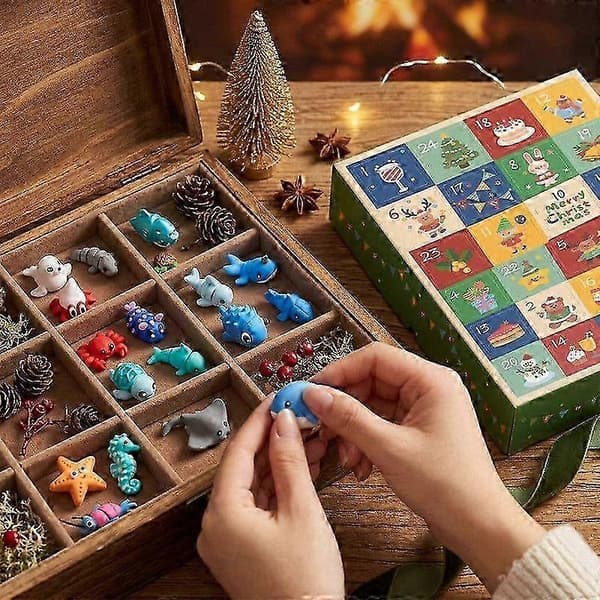 Jule-squishy-kalender 2026 24-dagers nedtelling blindboks med fargerike glitter-squishy-leker ferieoverraskelsesgave til gutter, jenter og unge