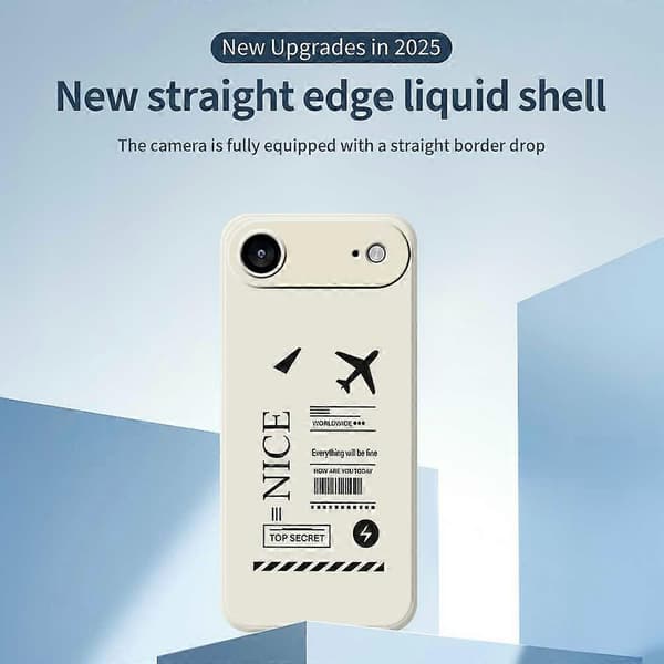 Til iPhone 17 Air-deksel med boardingkortmønster, rett kant, TPU-telefonbakdeksel - Beige