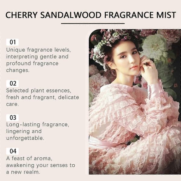Kirsebær Sandeltræ Romantisk Kropsparfume, Langvarig Frisk Elegant Duft, 100ml