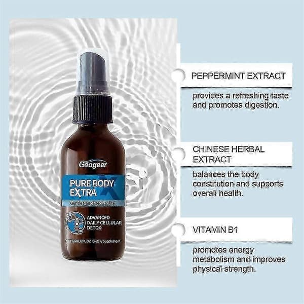 Pure Body Extra Nanosized Zeolite Spray Naturlig Daglig Detox för Kvinnor Män Resevänlig Kroppsvård Fräschhet (4st)