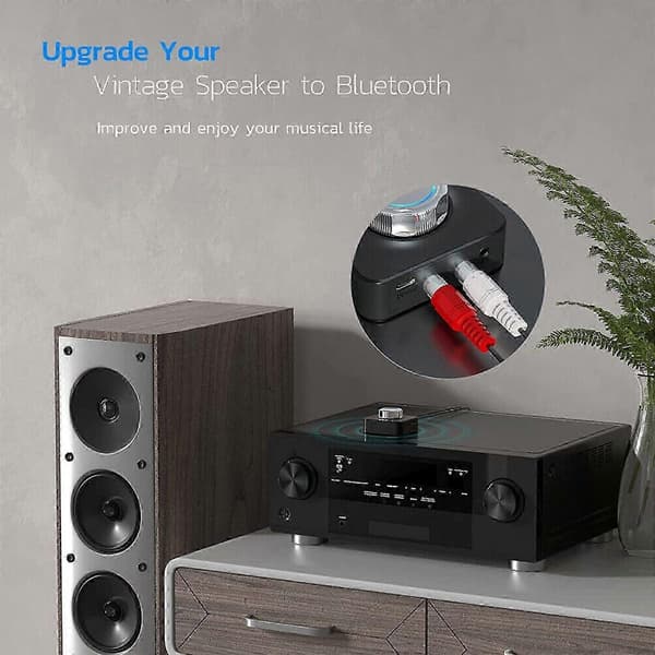 Bluetooth 5.0 lydsender-mottaker, 3,5 mm AUX til 2RCA, dobbel enhetskobling