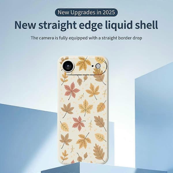For iPhone 17 Air-deksel med bladmønster, rett kant, TPU-telefonbakdeksel - Beige